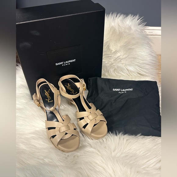 Saint Lauren- TRIBUTE PLATFORM SANDALS IN SMOOTH LEATHER - Picture 3 of 7